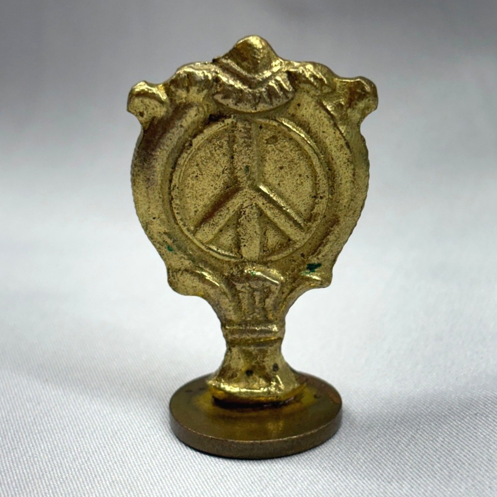 Unbranded Wax Seal Stamp Unisex Small Gold Fair Peace Sign Vintage Brass